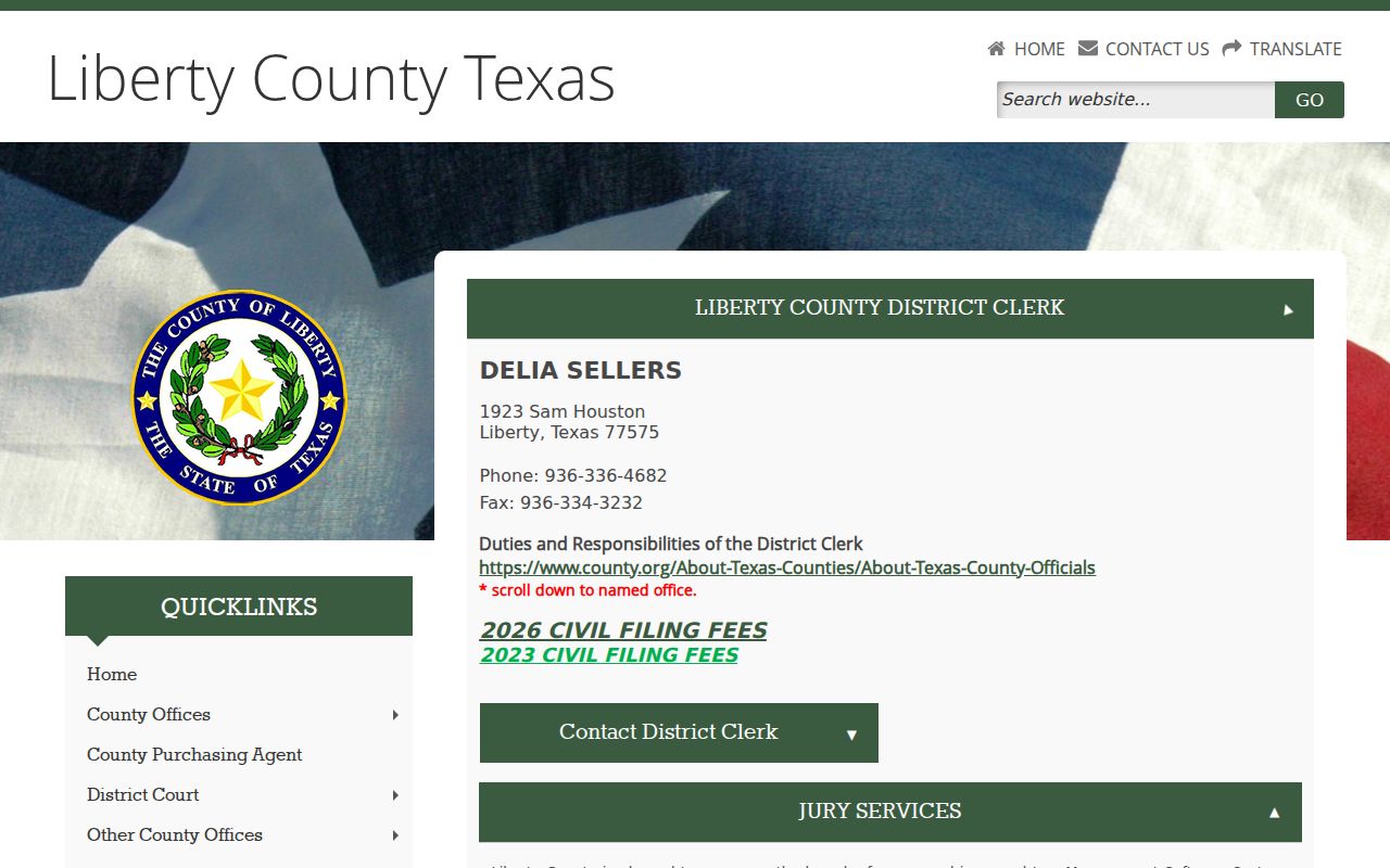 Liberty County criminal court cases District Clerk page