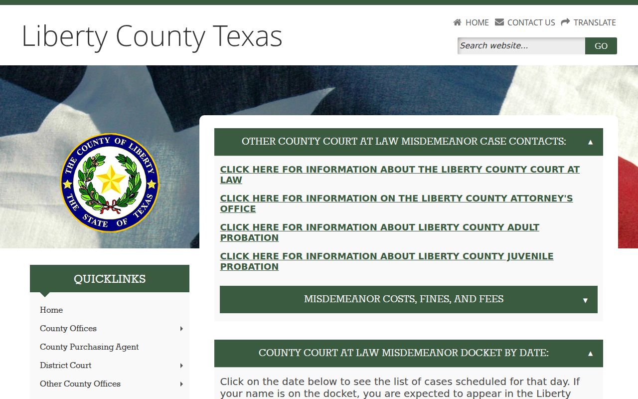 Liberty County criminal court case daily misdemeanor dockets