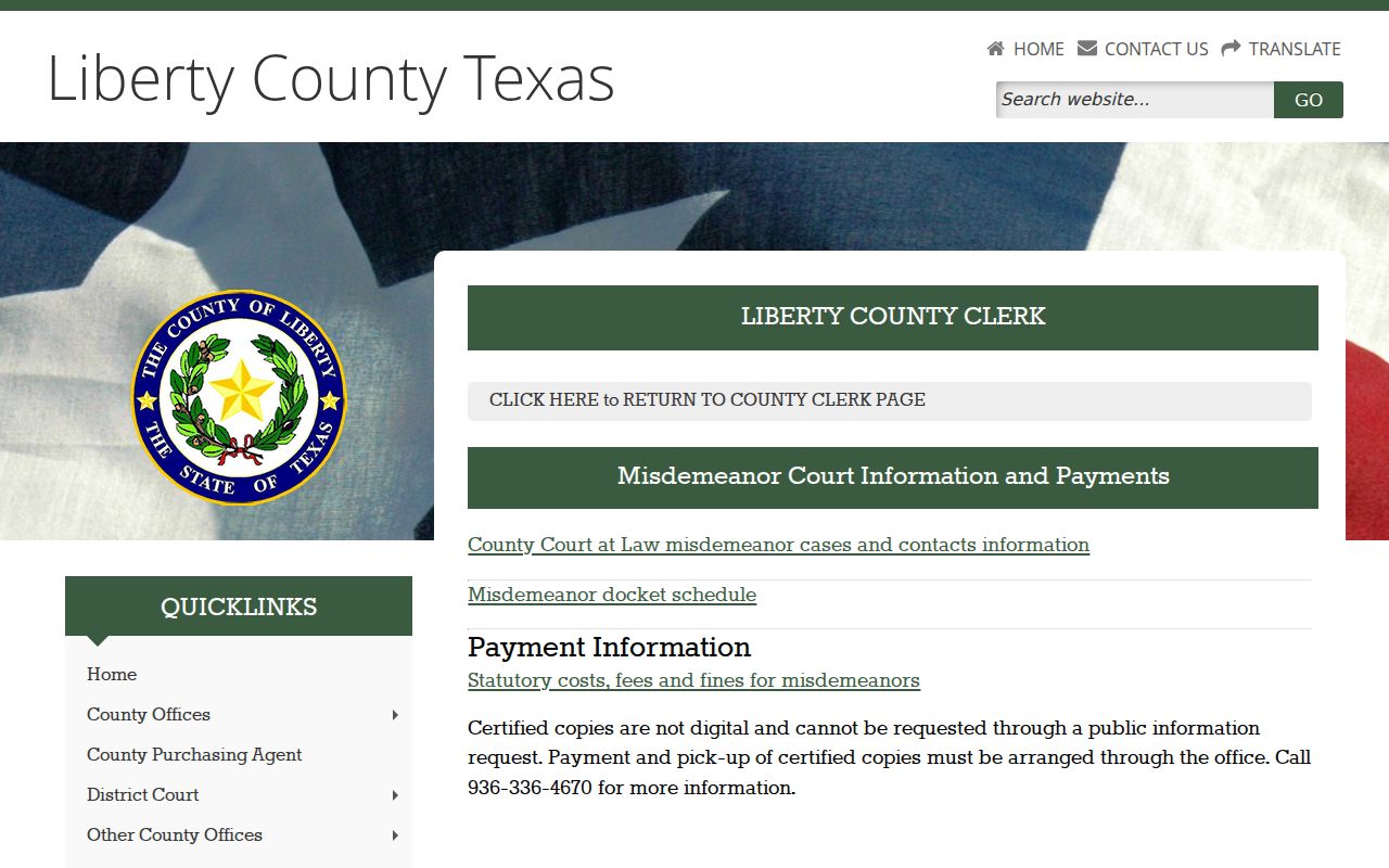 Liberty County criminal court cases certified misdemeanor copy page