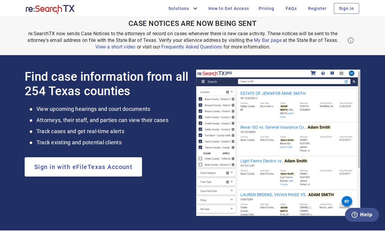 Liberty County criminal court case cross-check on reSearchTX