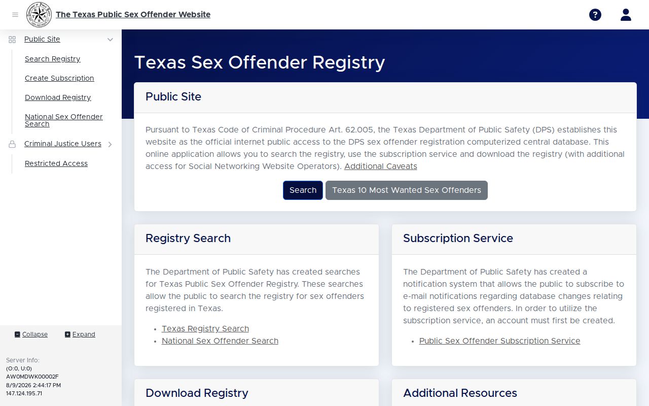 Liberty County sex offender search Texas DPS registry form