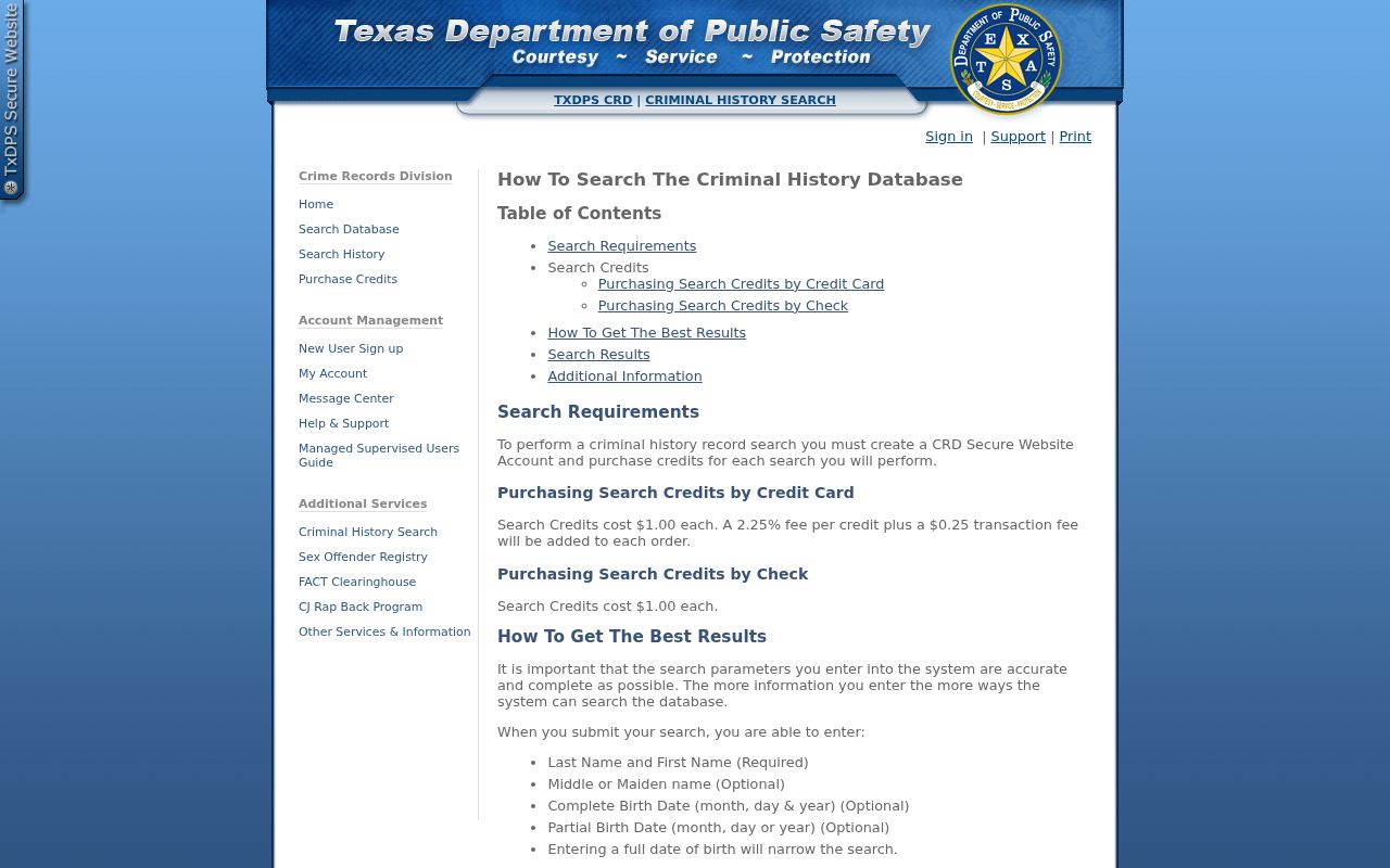 Liberty County criminal history TxDPS conviction name search information
