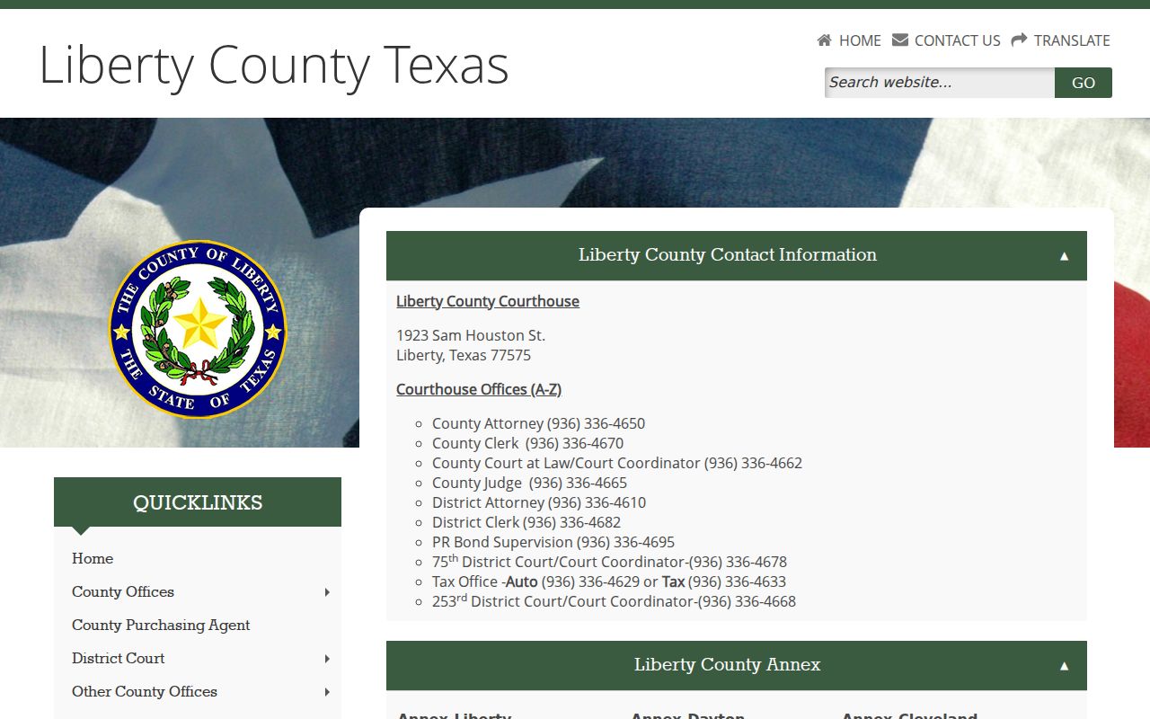 Liberty County criminal record courthouse and annex directory